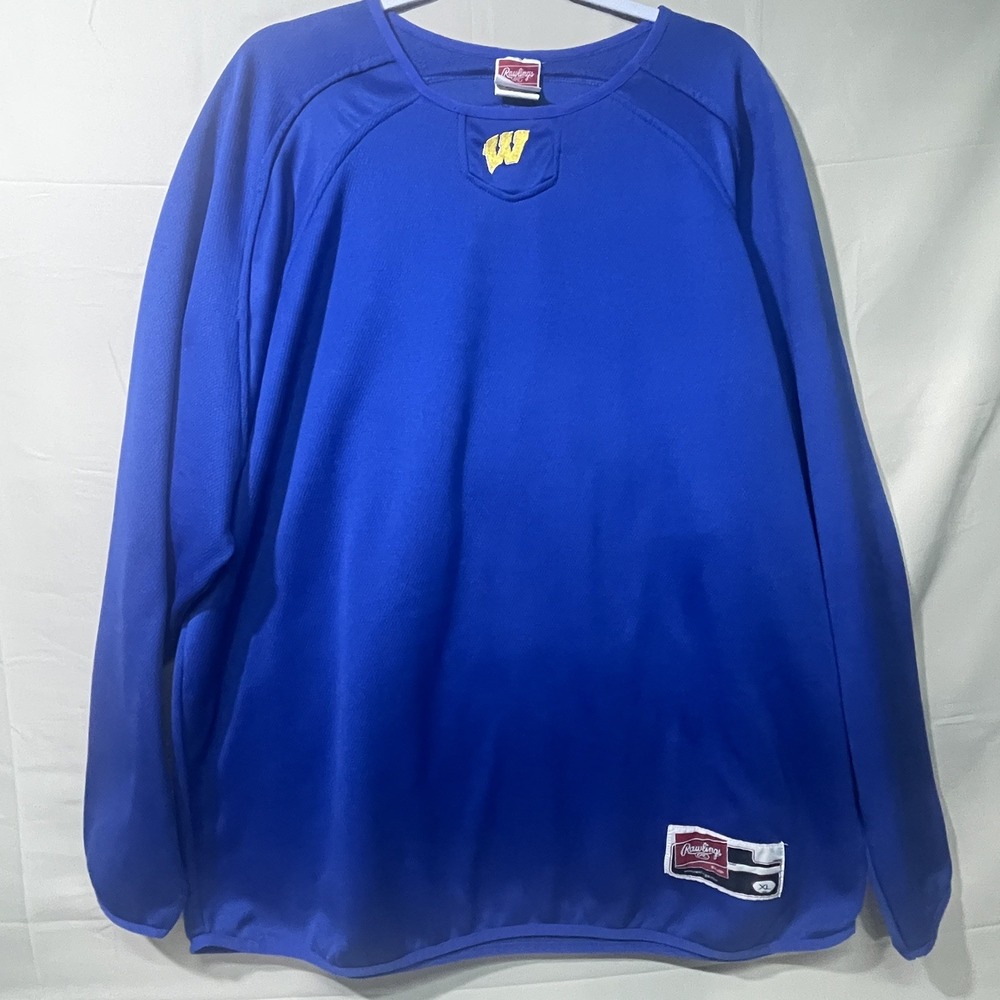 VINTAGE Rawlings Blue "W" Baseball Pullover Practice Jersey Mens Size XL